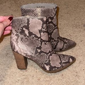 Snakeskin ankle booties